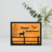 Happy Halloween Cat Post Card Postkarte (Stehend Vorderseite)