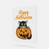 Happy Halloween Cat Pumpkin Acrylschild (Winkel)
