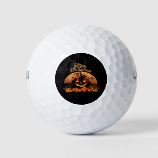 Happy Halloween Cat Pumpkin Golfball (Vorderseite)