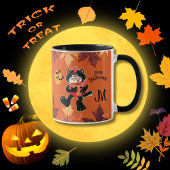 Happy Halloween Cat Pumpkin Monogram Tasse