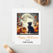 Happy Halloween Cat Pumpkin Note Car Mitteilungskarte (Vorderseite/Rückseite Beispiel)