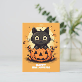 Happy Halloween Cat - Spooky Cat Lover Postcard Postkarte