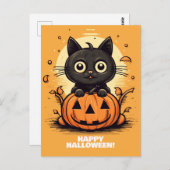 Happy Halloween Cat - Spooky Cat Lover Postcard Postkarte (Vorne/Hinten)