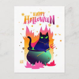 Happy Halloween Cat Vinsant Postkarte