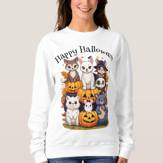 Happy Halloween Cats Fox Pumpkin Sweatshirt (Vorderseite)