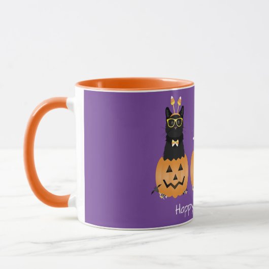 Happy Halloween Cats Kürbislaterne Tasse (Links)