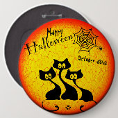 Happy Halloween Cats Round Button (Vorne & Hinten)