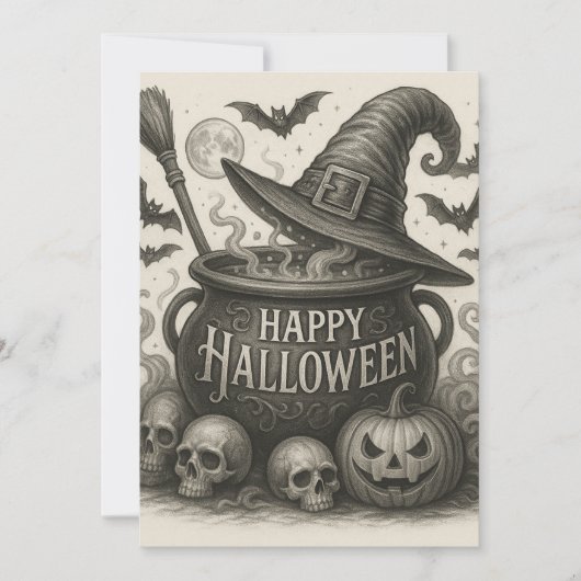 Happy Halloween Cauldron Einladung (Vorderseite)