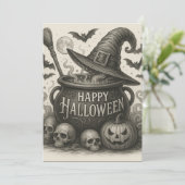 Happy Halloween Cauldron Einladung (Stehend Vorderseite)