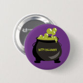 Happy Halloween Cauldron Green Potion Lila Button (Vorne & Hinten)