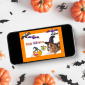 Happy Halloween Cavalier King Charles Witch Card Karte