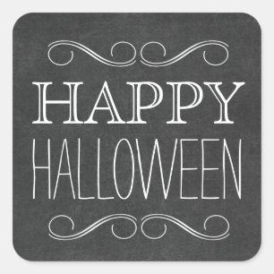 Happy Halloween Chalkboard Typografy Stickers