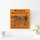 Happy Halloween Character Quadratische Wanduhr (Zuhause)