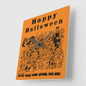 Happy Halloween Character Quadratische Wanduhr (Winkel)