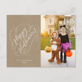 Happy Halloween Chic Handlettered Foto Rustic Postkarte (Vorderseite)