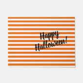 Happy Halloween Chic Niedlich Orange & White Strip Fußmatte (Vorderseite)