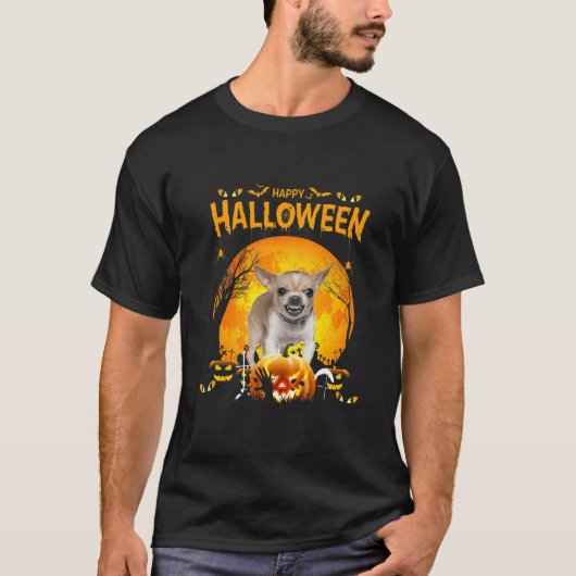 Happy Halloween Chihuahua Dog Pumpkin Costumes T-Shirt (Vorderseite)