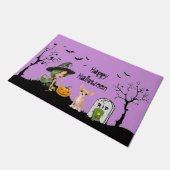 Happy Halloween Chihuahua und Niedliche Hexe Fußmatte (Schrägansicht)