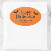 Happy Halloween Cobweb Bats Orange Ovaler Aufkleber (Tasche)