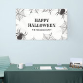 Happy Halloween Cobweb Spiders Black & White Party Banner (Messeveranstaltung)