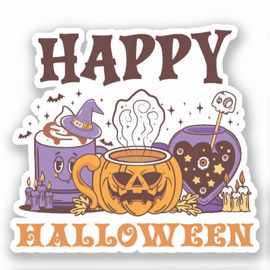 Happy Halloween Coffee Brew Aufkleber (Vorderseite)