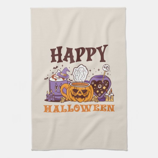 Happy Halloween Coffee Brew Geschirrtuch (Vertikal)