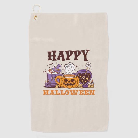Happy Halloween Coffee Brew Golfhandtuch (Vorderseite)