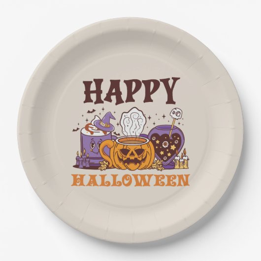 Happy Halloween Coffee Brew Pappteller (Vorderseite)