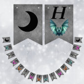 Happy Halloween Colourful Flying Bats Dark Grey Wimpelkette