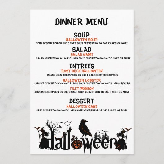 Happy Halloween Concept Design Dinner Menu Menükarte (Rückseite)