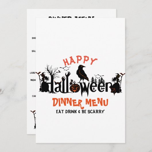 Happy Halloween Concept Design Dinner Menu Menükarte (Vorne/Hinten)