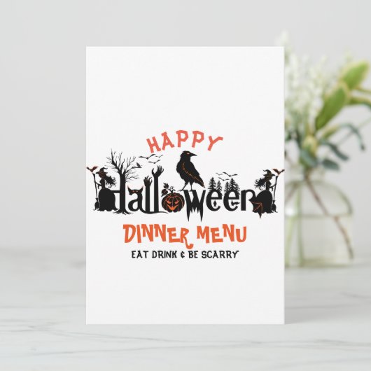 Happy Halloween Concept Design Dinner Menu Menükarte (Stehend Vorderseite)