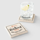 Happy Halloween Concept Typografy Design Template Steinuntersetzer (Seitenansicht)