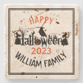Happy Halloween Concept Typografy Design Template Steinuntersetzer (Vorderseite)
