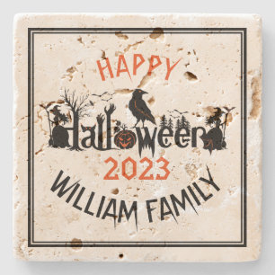 Happy Halloween Concept Typografy Design Template Steinuntersetzer