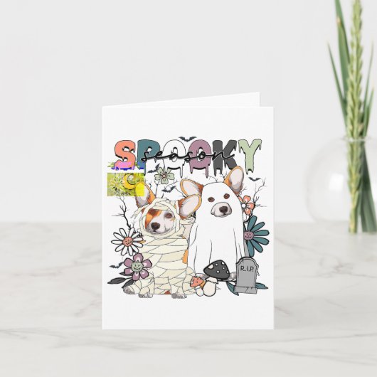 Happy Halloween Corgi Ghost Spooky Saison Herbst A Karte (Vorderseite)
