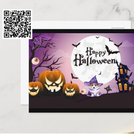 Happy Halloween Corgi Hexe Postkarte