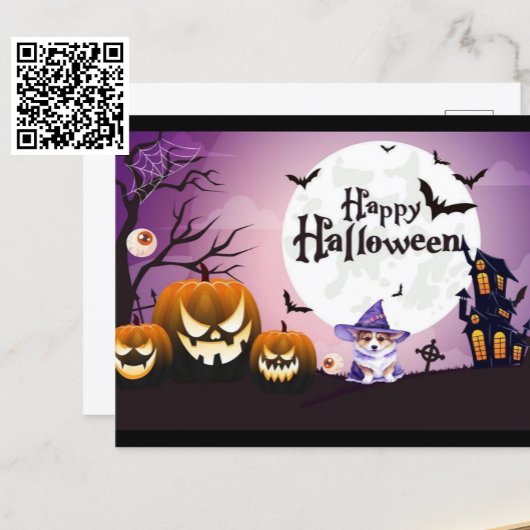Happy Halloween Corgi Hexe Postkarte