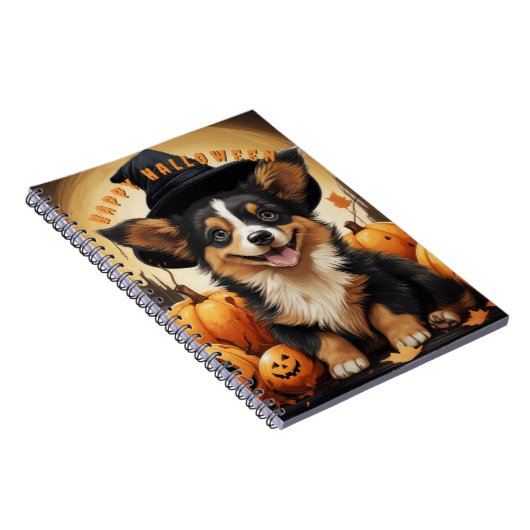 Happy Halloween Corgi in Pumpkin Patch Notizblock (Rechte Seite)