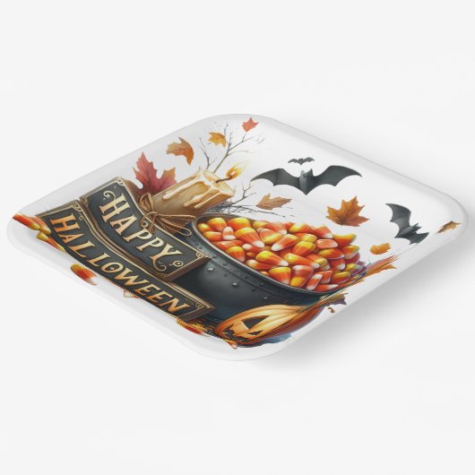 Happy Halloween Corn Paper Plate Pappteller (Gewinkelt)