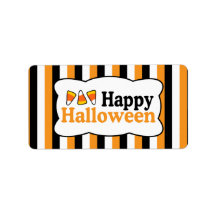 Happy Halloween Corn Stripes Labels