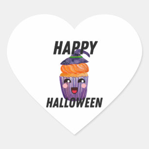 Happy Halloween Costume Halloween Cupcake Herz-Aufkleber