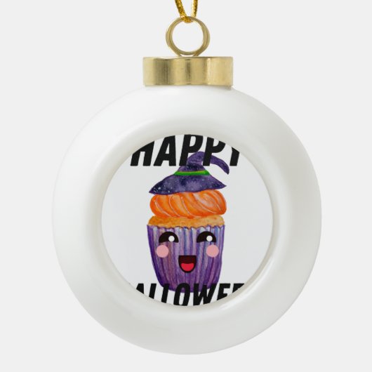 Happy Halloween Costume Halloween Cupcake Keramik Kugel-Ornament (Vorderseite)