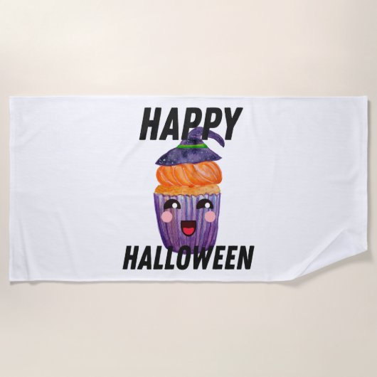 Happy Halloween Costume Halloween Cupcake Strandtuch (Vorderseite)