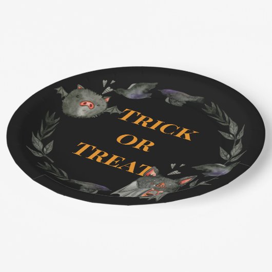 Happy Halloween Costume Party Bat Pappteller (Schrägansicht)