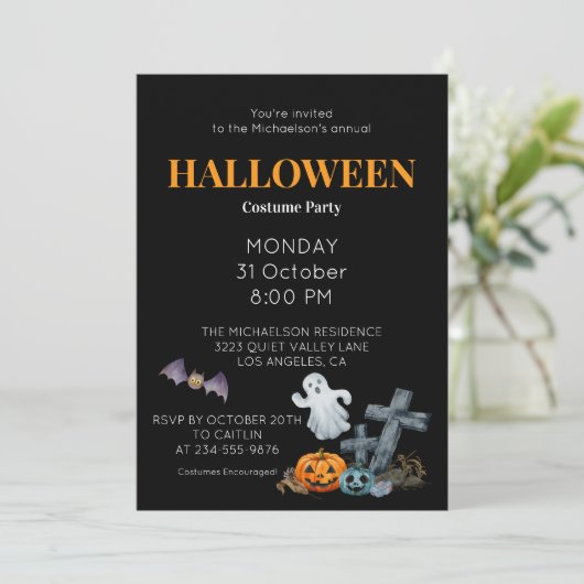 Happy Halloween Costume Party Einladung (Stehend Vorderseite)