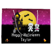 Happy Halloween Costume Party Mummy Pink Große Geschenktüte (Rückseite)