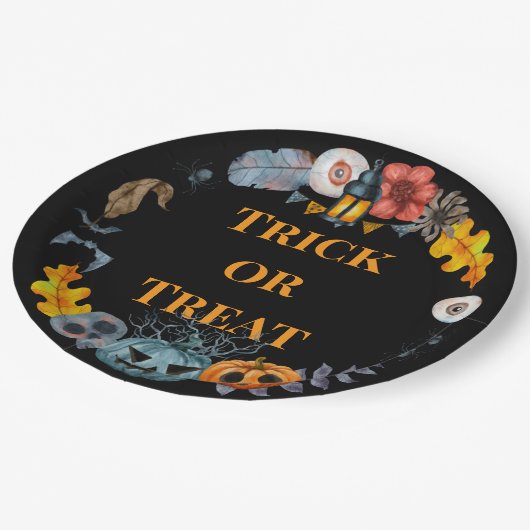 Happy Halloween Costume Party Pumpkin Pappteller (Schrägansicht)