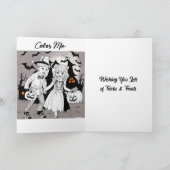 Happy Halloween | Creepisches Kind mit Teddy Bär Karte (Innenseite)