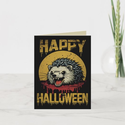 Happy Halloween Creepy Igel Karte (Vorderseite)
